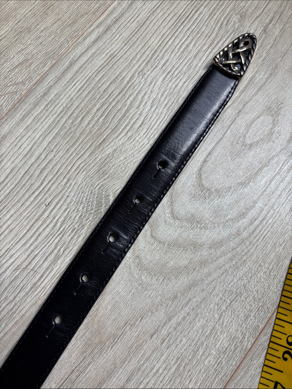 VTG 1995 Brighton Black Leather Belt with Silver Decorative Buckle - Picture 6 of 8